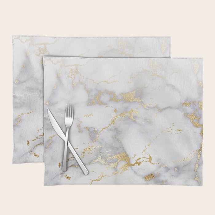 Blush chic faux gold gray gradient marble Placemat Gallery Image 1