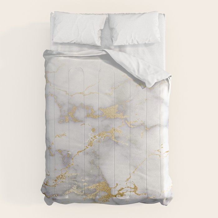 Blush chic faux gold gray gradient marble Comforter Gallery Image 1
