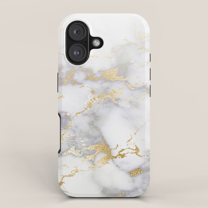Blush chic faux gold gray gradient marble iPhone Case Gallery Image 1