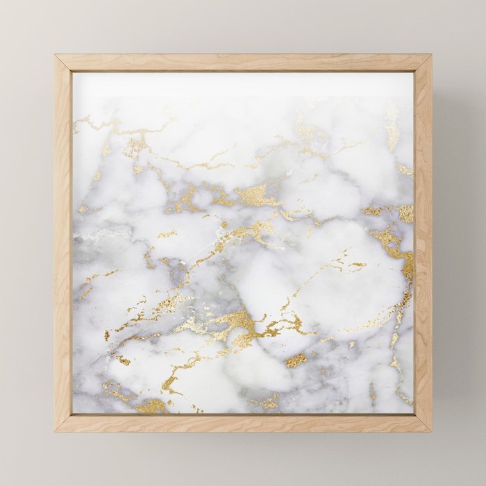 Blush chic faux gold gray gradient marble Mini Art Print Gallery Image 1