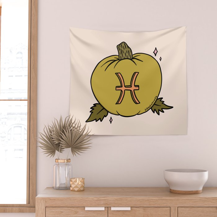 Pisces Pumpkin Wall Tapestry Gallery Image 2