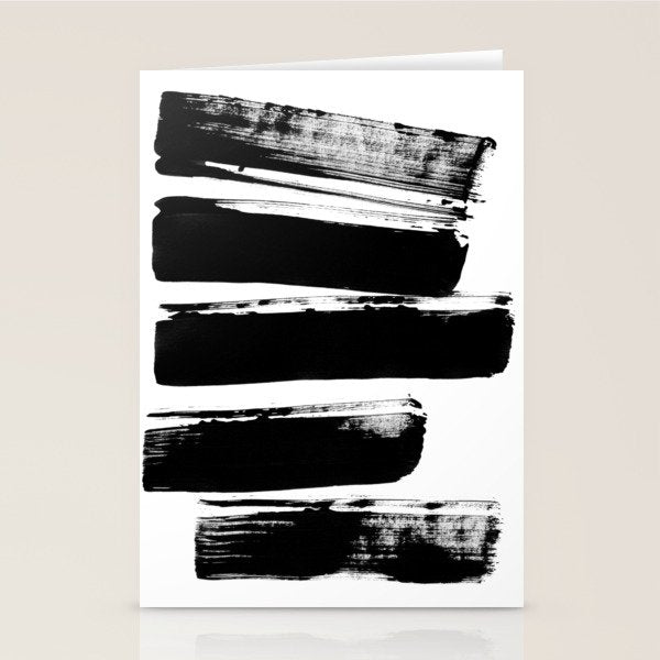 Stripes Black & White Minimalist Abstract Mid century Ink Art Dark Brush Strokes Stationery Card Gallery Image 2