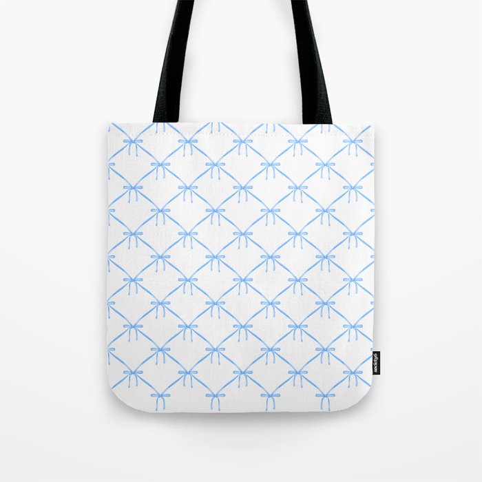Bows & Ribbons Pattern VII Baby Blue Tote Bag Gallery Image 1