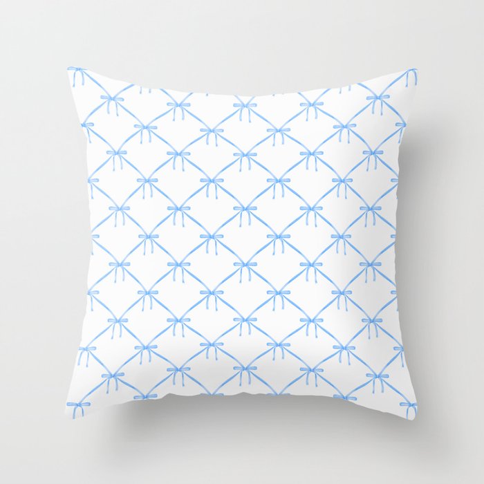 Bows & Ribbons Pattern VII Baby Blue Throw Pillow Gallery Image 6