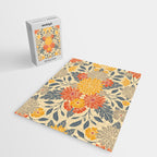 Warm Yellow, Orange & Blue Floral Jigsaw Puzzle Gallery Image 2