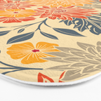 Warm Yellow, Orange & Blue Floral Bath Mat Gallery Image 3