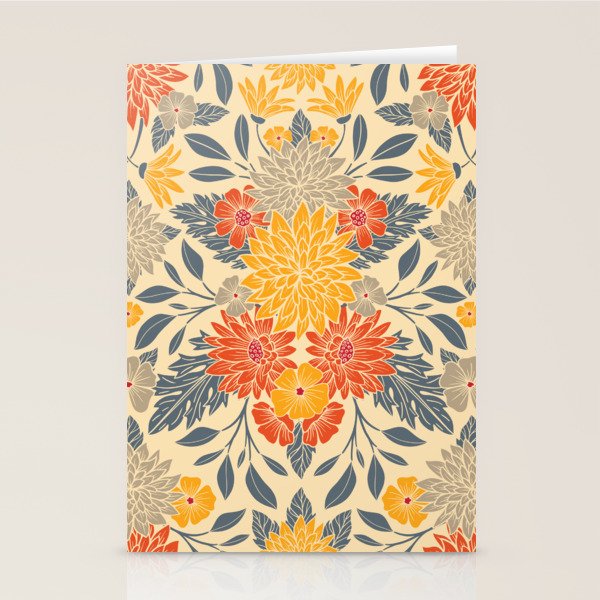 Warm Yellow, Orange & Blue Floral Stationery Card Gallery Image 1