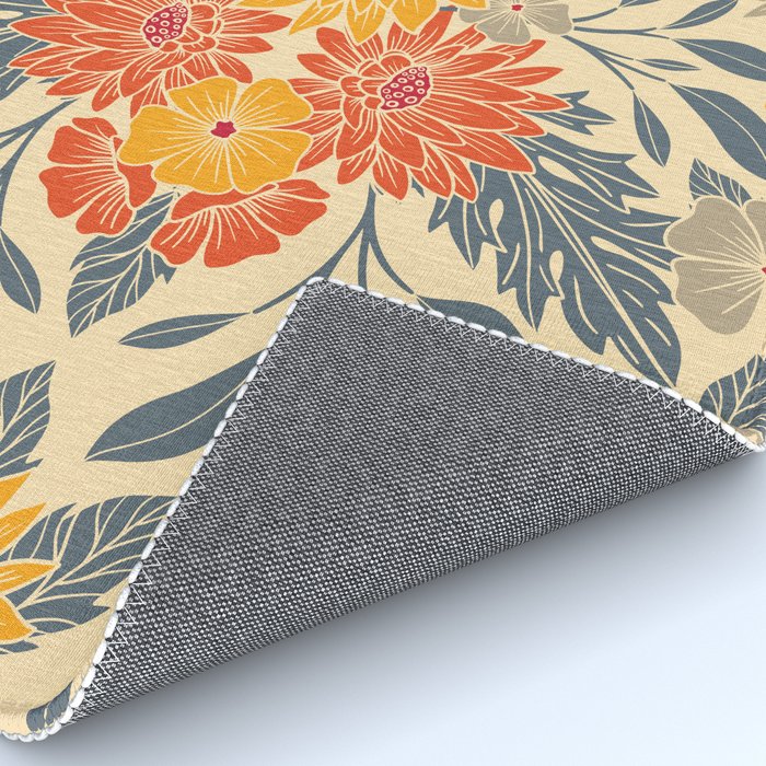 Warm Yellow, Orange & Blue Floral Rug Gallery Image 4