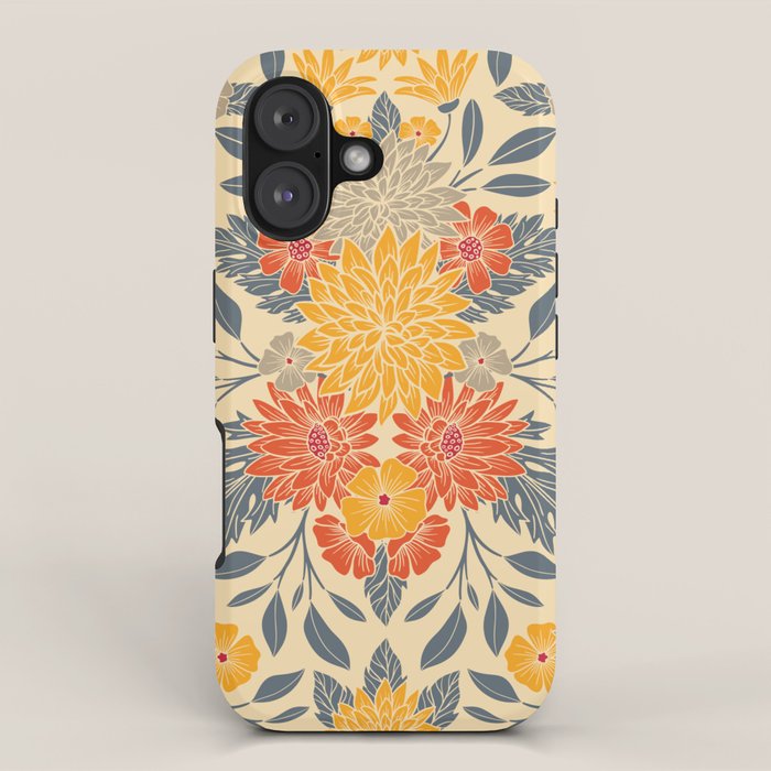 Warm Yellow, Orange & Blue Floral iPhone Case Gallery Image 1
