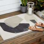 Monochrome Shapes #1 Outdoor Rug Gallery Image 2