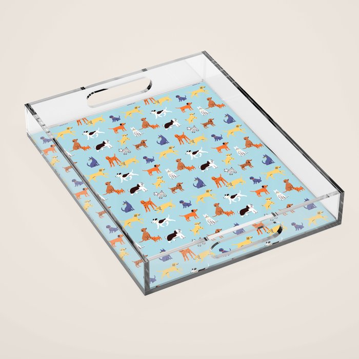 Funny dog animal cartoon art pattern Acrylic Tray Gallery Image 1