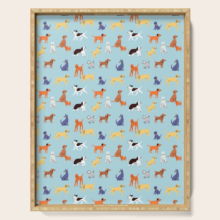Funny dog animal cartoon art pattern Serving Tray Gallery Image 1