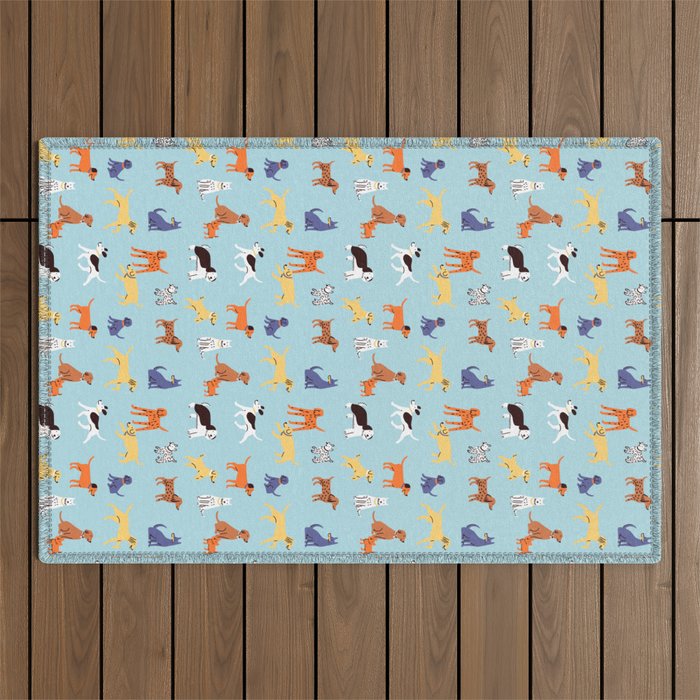Funny dog animal cartoon art pattern Outdoor Rug Gallery Image 1
