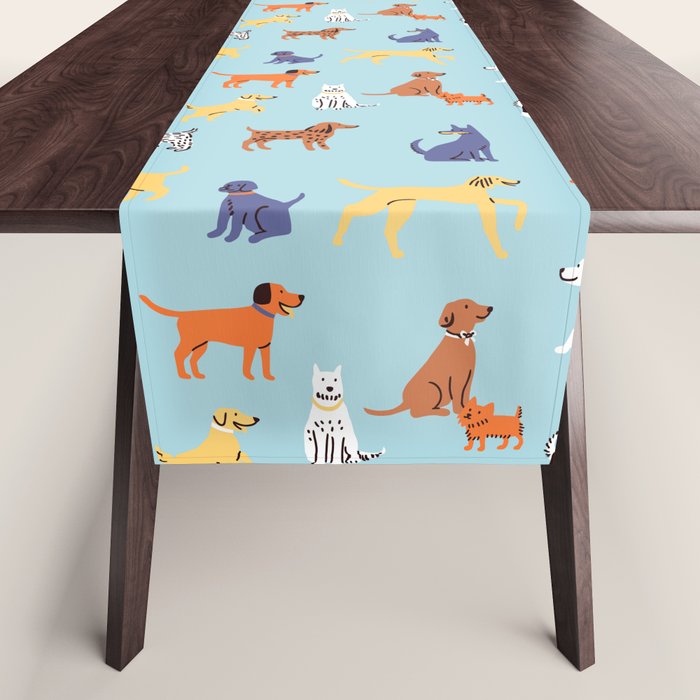 Funny dog animal cartoon art pattern Table Runner Gallery Image 1