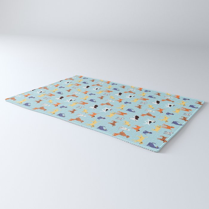 Funny dog animal cartoon art pattern Rug Gallery Image 3