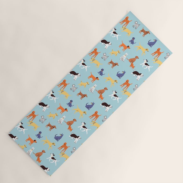 Funny dog animal cartoon art pattern Yoga Mat Gallery Image 1