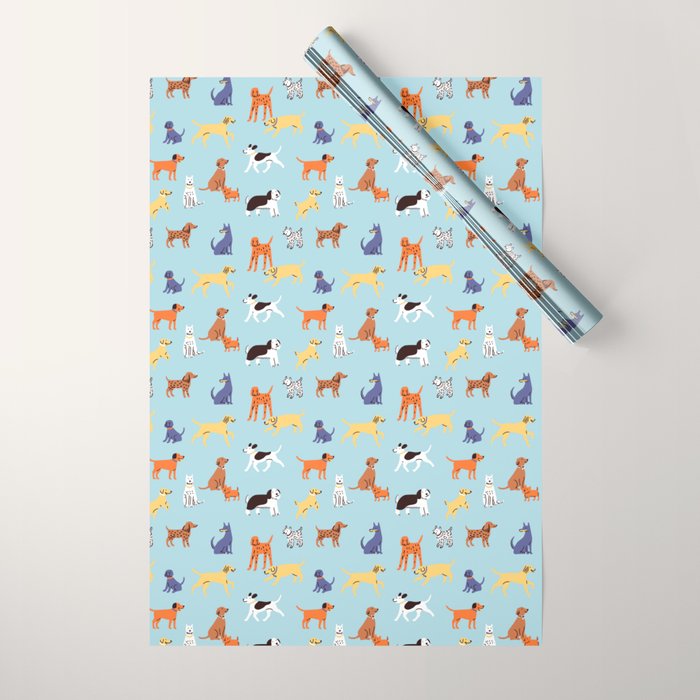 Funny dog animal cartoon art pattern Wrapping Paper Gallery Image 1