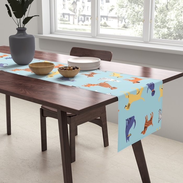 Funny dog animal cartoon art pattern Table Runner Gallery Image 2