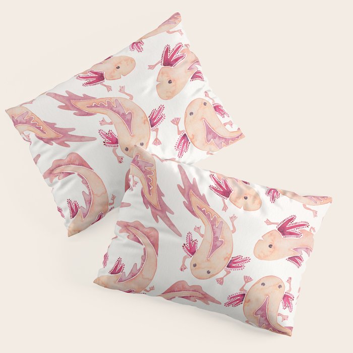 Mexican Axolotls Watercolor Pillow Sham Gallery Image 3
