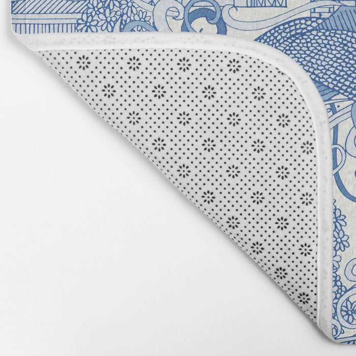 chinoiserie toile blue Bath Mat Gallery Image 2
