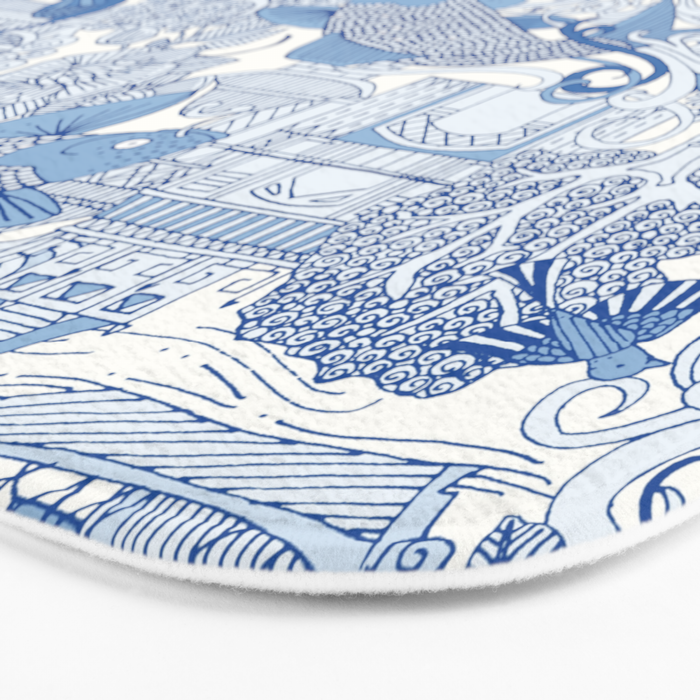 chinoiserie toile blue Bath Mat Gallery Image 3