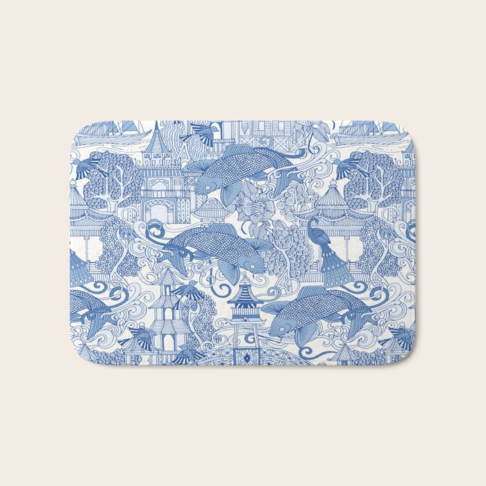 chinoiserie toile blue Bath Mat Gallery Image 1
