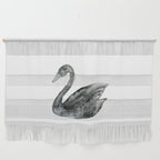 Elegant black white hand painted watercolor swan Wall Hanging Gallery Image 1