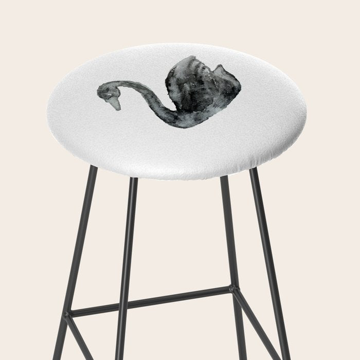 Elegant black white hand painted watercolor swan Stool Gallery Image 2