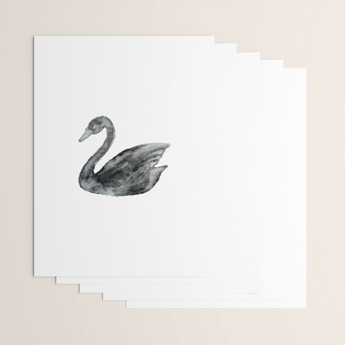 Elegant black white hand painted watercolor swan Wrapping Paper Gallery Image 3