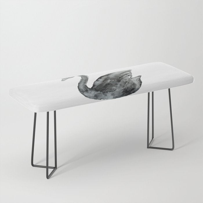 Elegant black white hand painted watercolor swan Bench Gallery Image 1