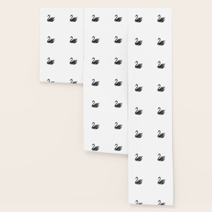 Elegant black white hand painted watercolor swan Wallpaper Gallery Image 3