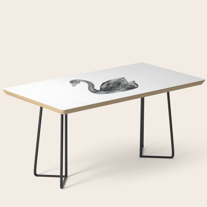 Elegant black white hand painted watercolor swan Coffee Table Gallery Image 1