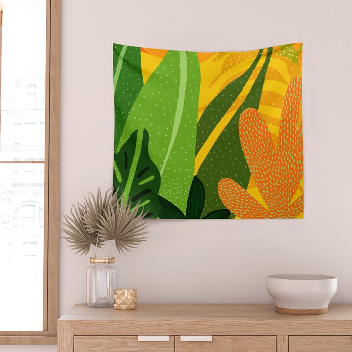 Rainforest Plants Abstract Wall Tapestry Gallery Image 2