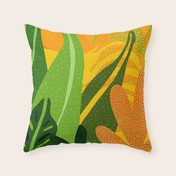 Rainforest Plants Abstract Throw Pillow Gallery Image 1