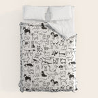 Black and White Dog Drawings | Cute Dog Breeds Pattern Comforter Gallery Image 6