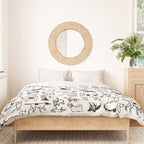 Black and White Dog Drawings | Cute Dog Breeds Pattern Duvet Cover Gallery Image 3