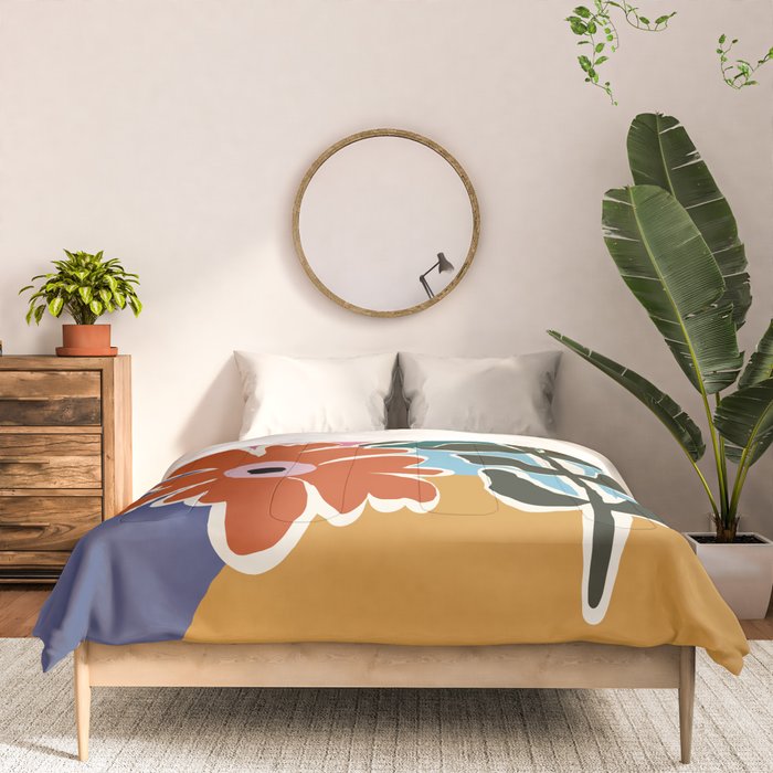 Retro minimal flower I Comforter Gallery Image 3