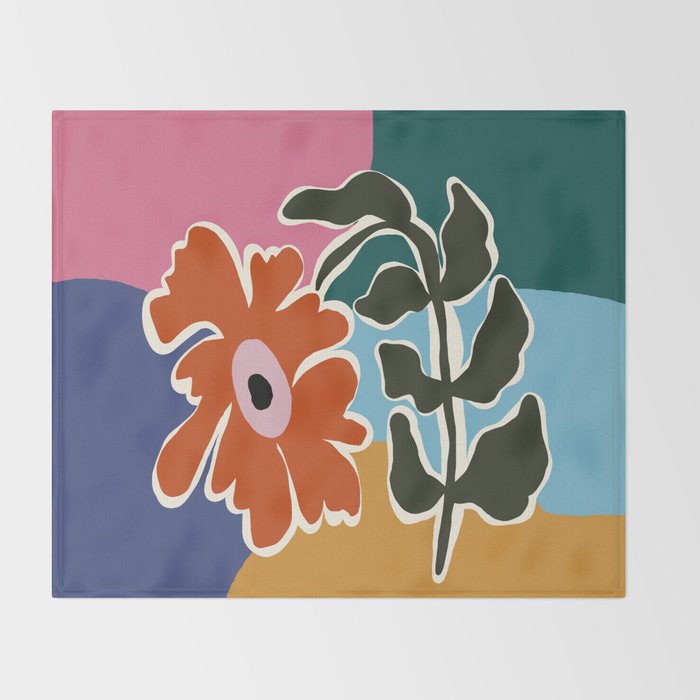 Retro minimal flower I Throw Blanket Gallery Image 2