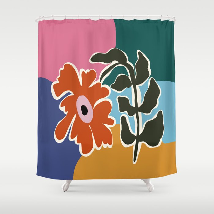 Retro minimal flower I Shower Curtain Gallery Image 1