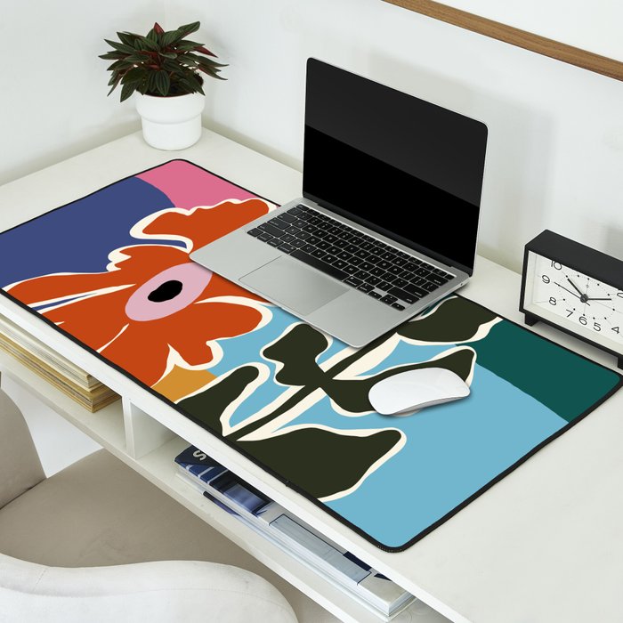 Retro minimal flower I Desk Mat Gallery Image 2