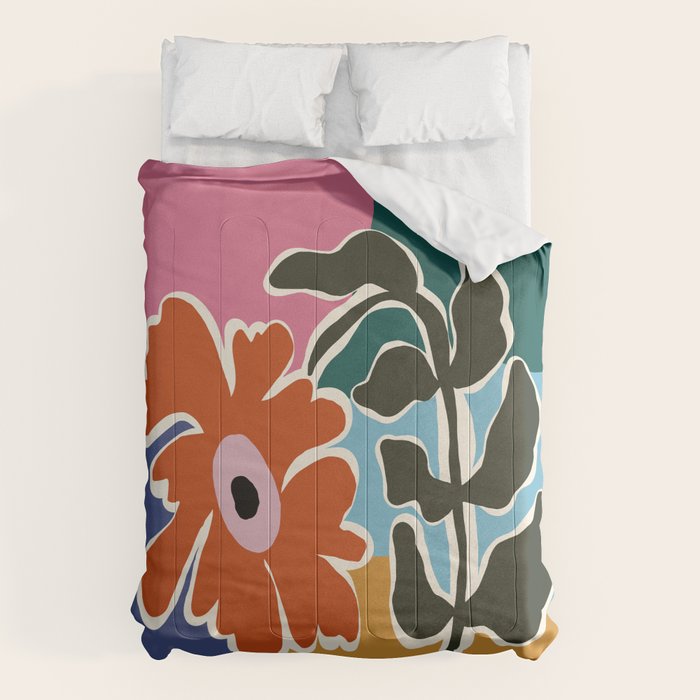 Retro minimal flower I Comforter Gallery Image 1