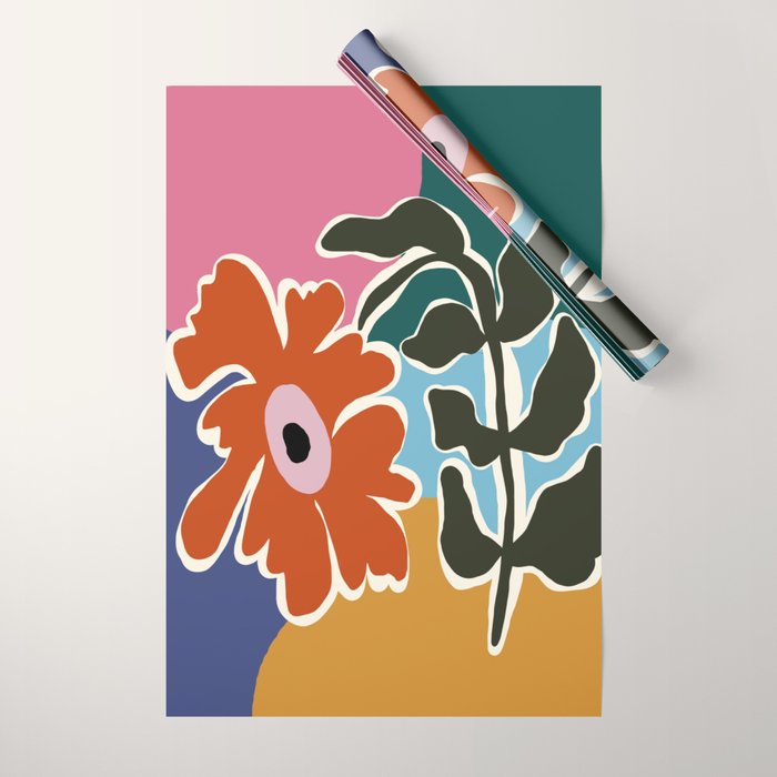 Retro minimal flower I Wrapping Paper Gallery Image 1