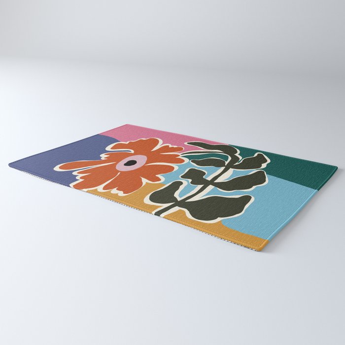Retro minimal flower I Rug Gallery Image 3