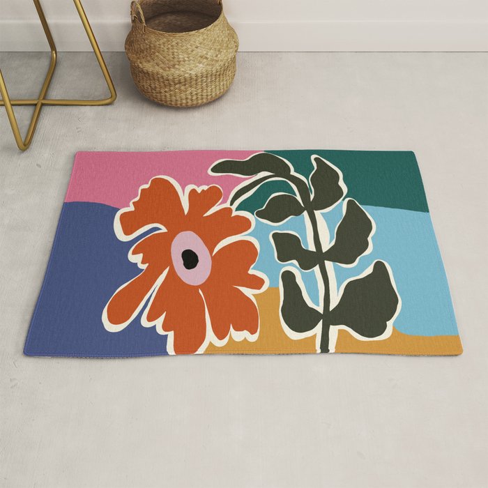 Retro minimal flower I Rug Gallery Image 1