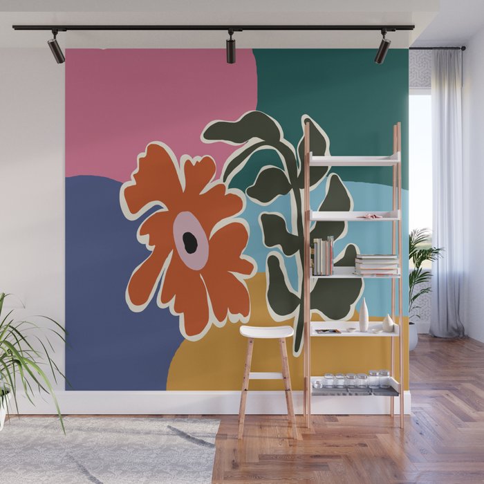 Retro minimal flower I Wall Mural Gallery Image 1