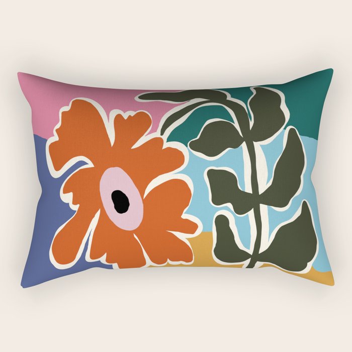 Retro minimal flower I Rectangular Pillow Gallery Image 1