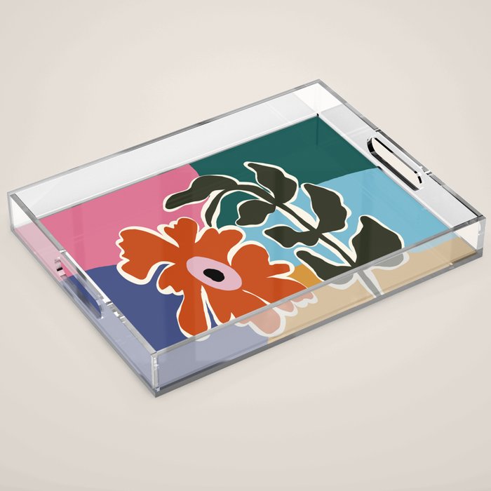 Retro minimal flower I Acrylic Tray Gallery Image 1