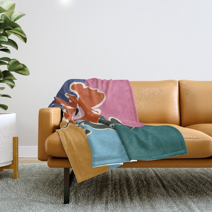 Retro minimal flower I Throw Blanket Gallery Image 1