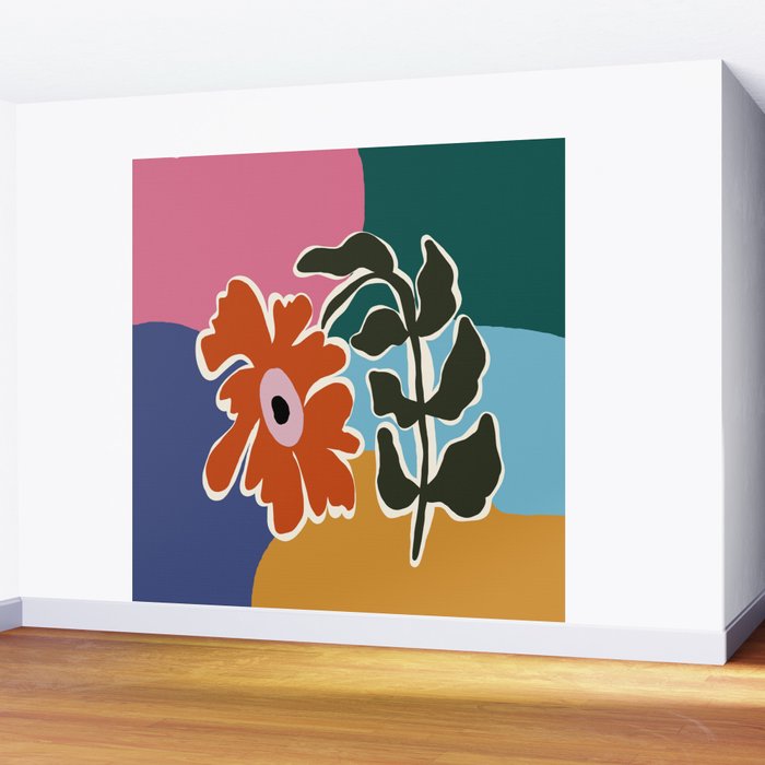 Retro minimal flower I Wall Mural Gallery Image 2