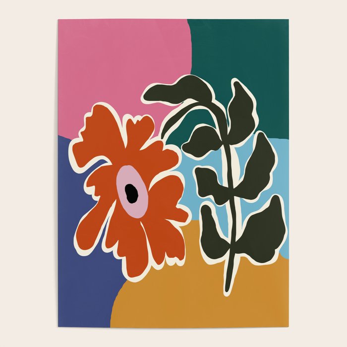 Retro minimal flower I Poster Gallery Image 1